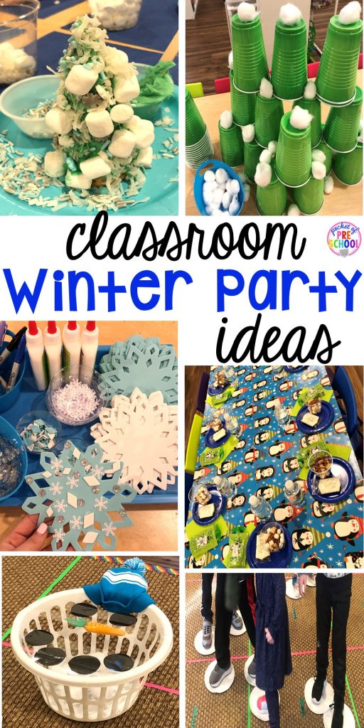 Winter classroom party ideas - easy, low prep, and fun for preschool, pre-k, or lower elementary. #winterparty #preschool #prek #kindergarten #schoolparty