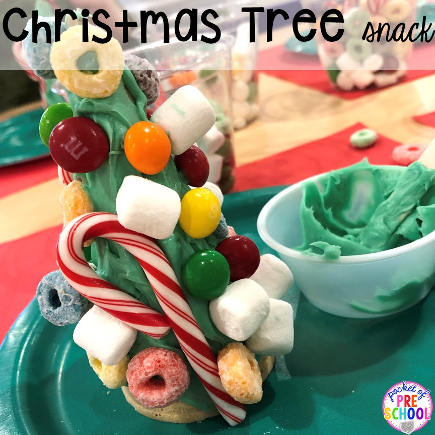 Christmas tree snack plus more Christmas classroom party ideas - quick, easy, and dollar store finds! for preschool, pre-k, or lower elementary. #christmasparty #preschool #prek #kindergarten #schoolparty