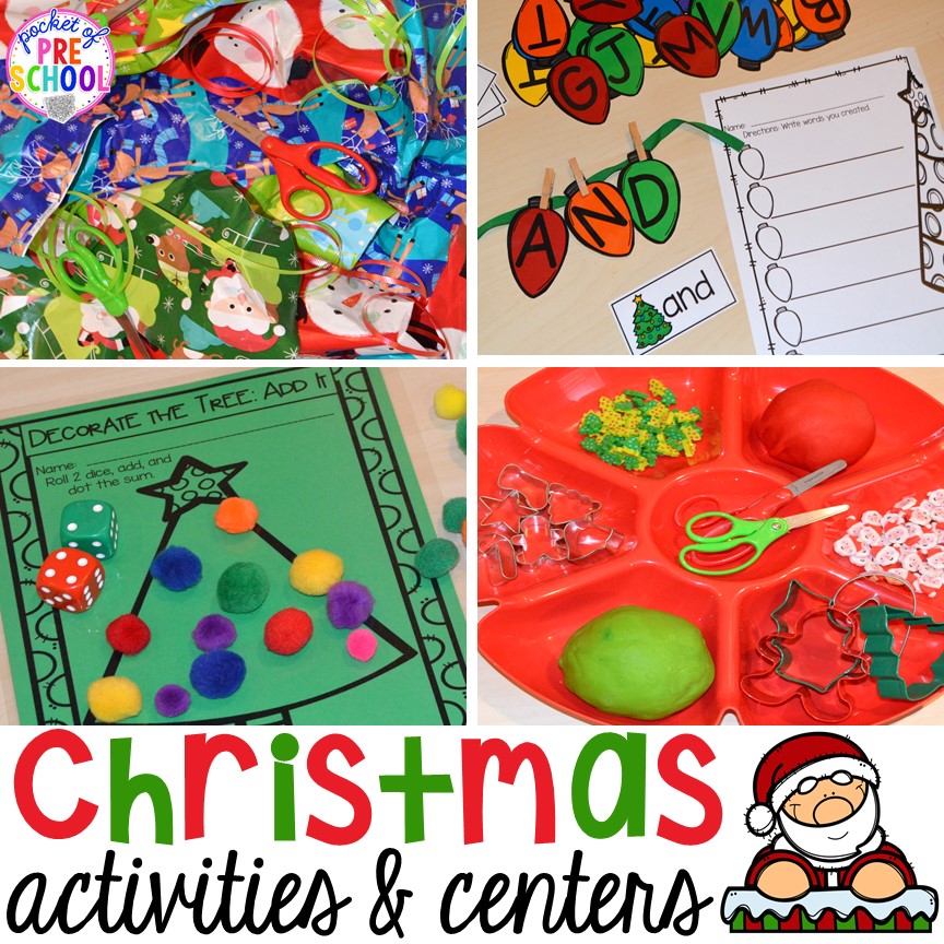 Christmas activities and centers for early childhood classrooms.