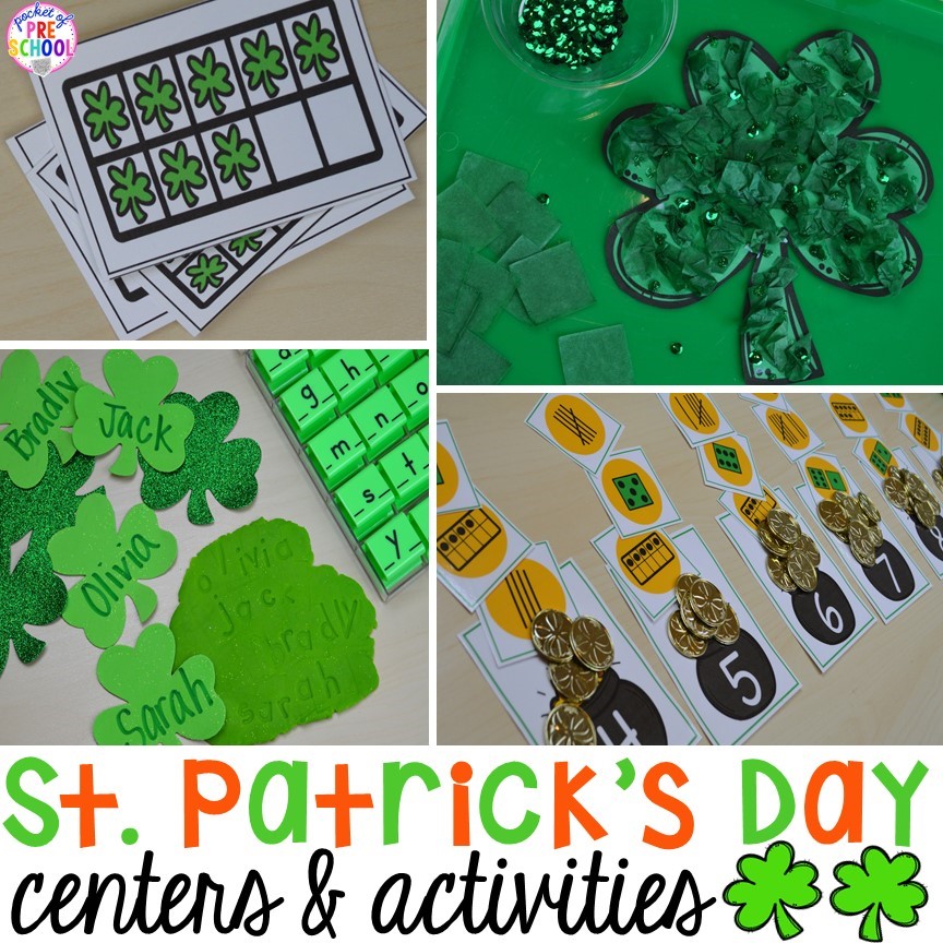 St. Patrick's Day centers and ideas for preschool, pre-k, and kindergarten! 