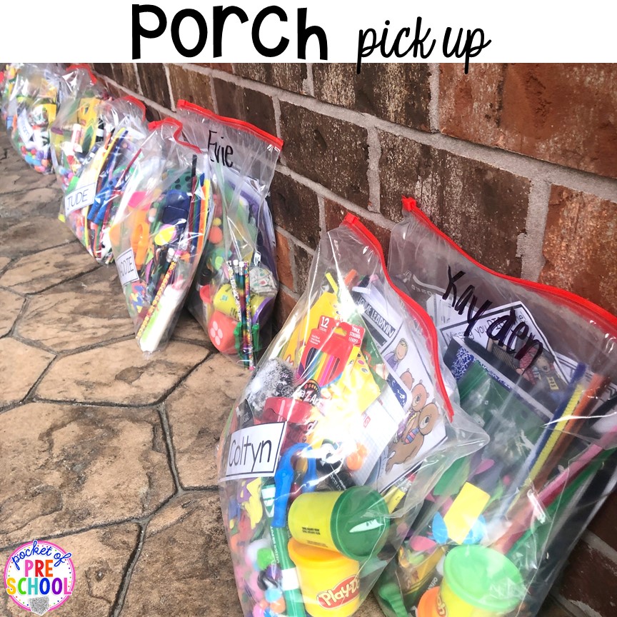 Take home learning bags to keep students learning through PLAY at home. Made for preschool, pre-k, and kindergarten. #preschool #prek 