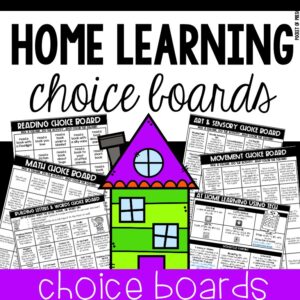 Home Learning Choice Boards for Preschool, Pre-K, and Kindergarten - perfect for distant learning or summer months.