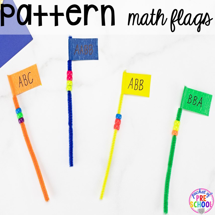 Pattern Pipe Cleaner Math - counting, making patterns, or adding! Low prep and fine motor fun for preschool, pre-k, and kindergarten.