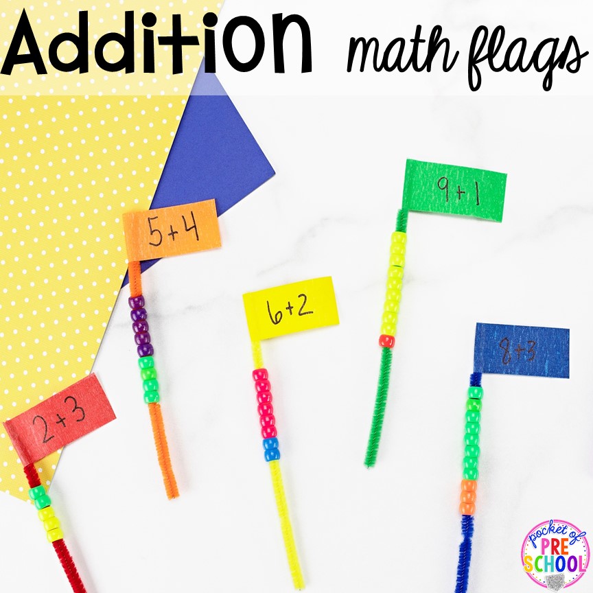 Addition Pipe Cleaner Math - counting, making patterns, or adding! Low prep and fine motor fun for preschool, pre-k, and kindergarten.