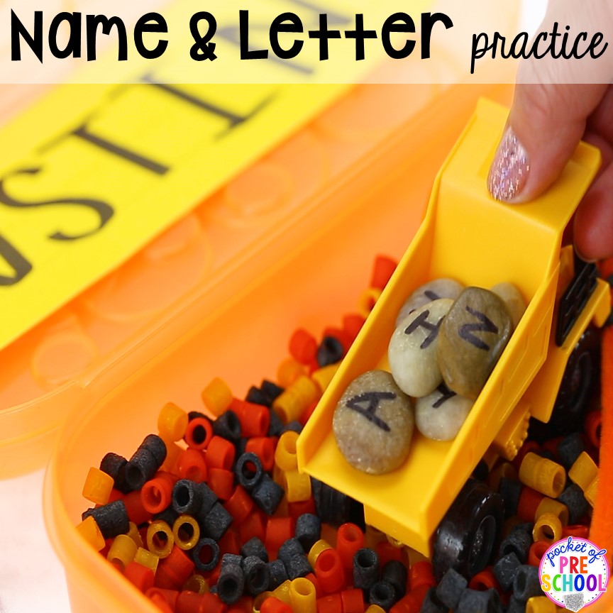 How to dye noodles for sensory play and ideas to make a mini name sensory bin! Perfect for preschool, pre-k, and kindergarten.