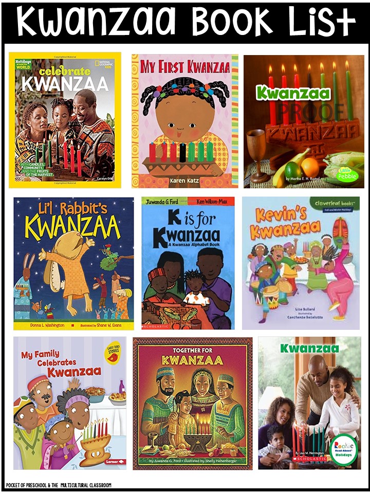 Kwanzaa book list for preschool, pre-k, and kindergarten - circle time and read aloud books!
