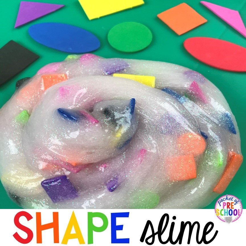 How to make shape slime! A fun sensory activity that teaches 2D shapes.