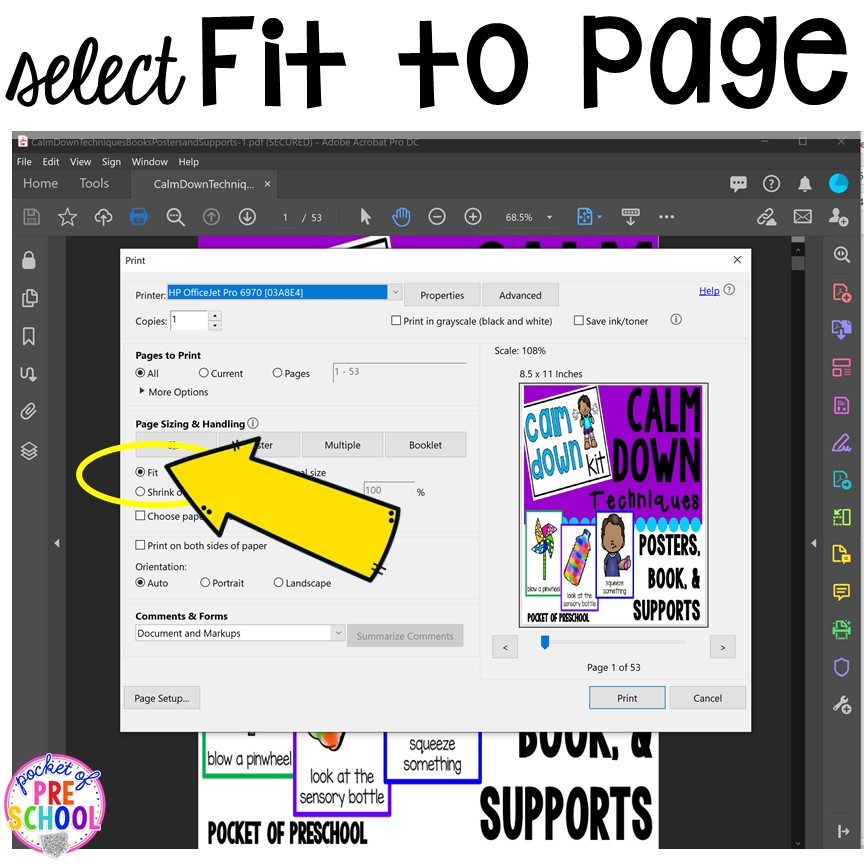 Printing PDFs help and tech support (with photos)for teachers who print PDFs plus some tricks to make it quick! #printingtricks #printingpdf #teachertech #preschool #prek