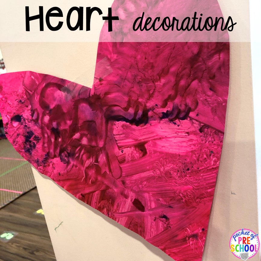 Heart decorations for a classroom Valentine's Day party!