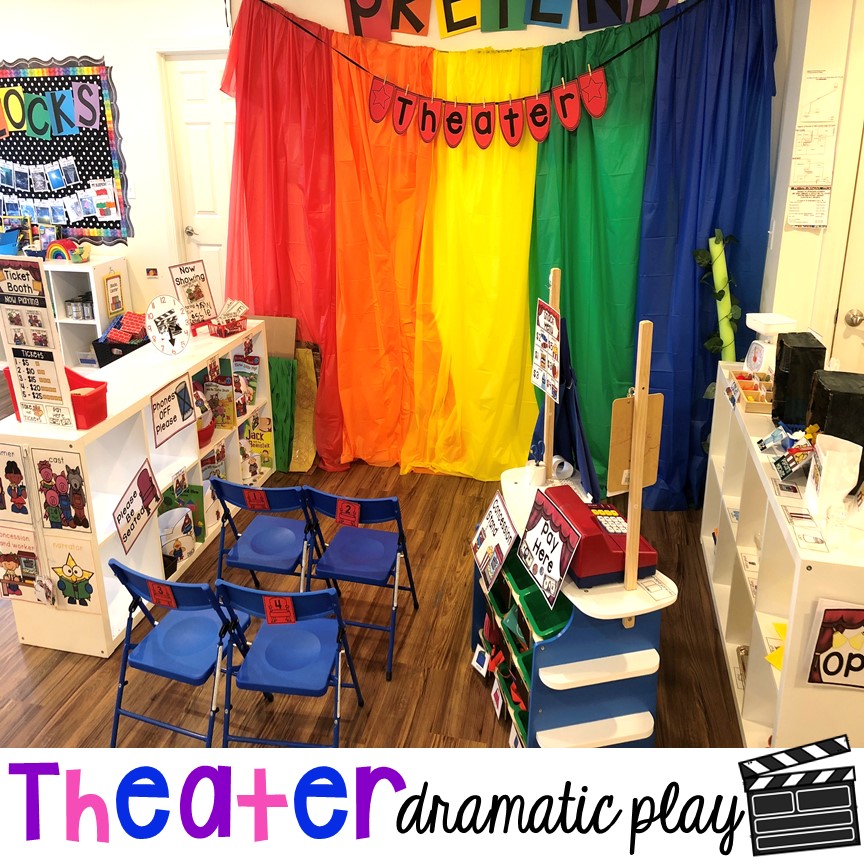 How to change the dramatic play center into a Fairy Tale Theater for a fairy tale theme or reading theme. #dramaticplay #pretendplay #preschool #prek #kindergarten
