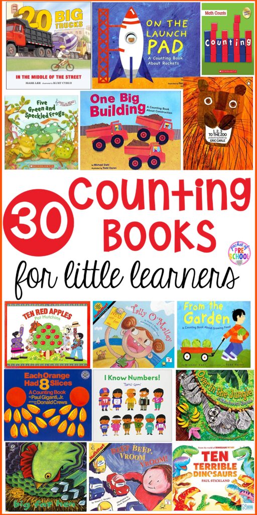 Counting book list for preschool, pre-k, and kindergarten. Perfect for a counting or number unit. #numberunit #booklist #childrensbooklist #countingunit