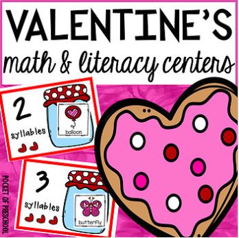 Valentine's Math and Literacy centers for preschool, pre-k, and kindergarten
