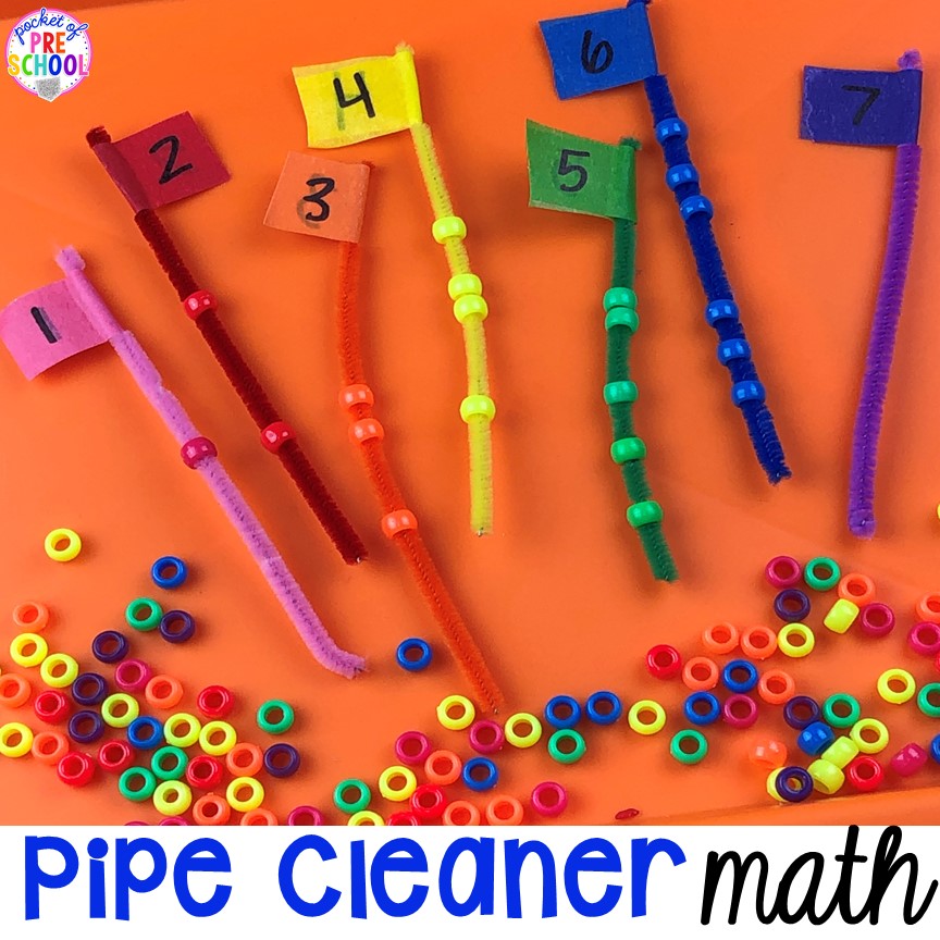 Pipe Cleaner Math for preschool, pre-k, and kindergarten students.