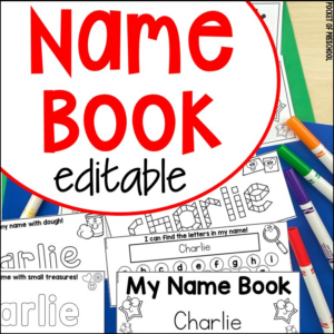 Free editable name book for preschool, pre-k, and kindergarten students